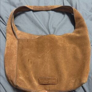 Lucky Brand Suede Hobo Shoulder Bag in Chestnut